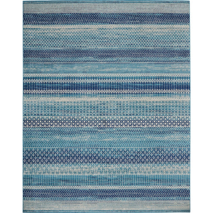 Tapis géométrique côtier bleu indigo Nourison Passion