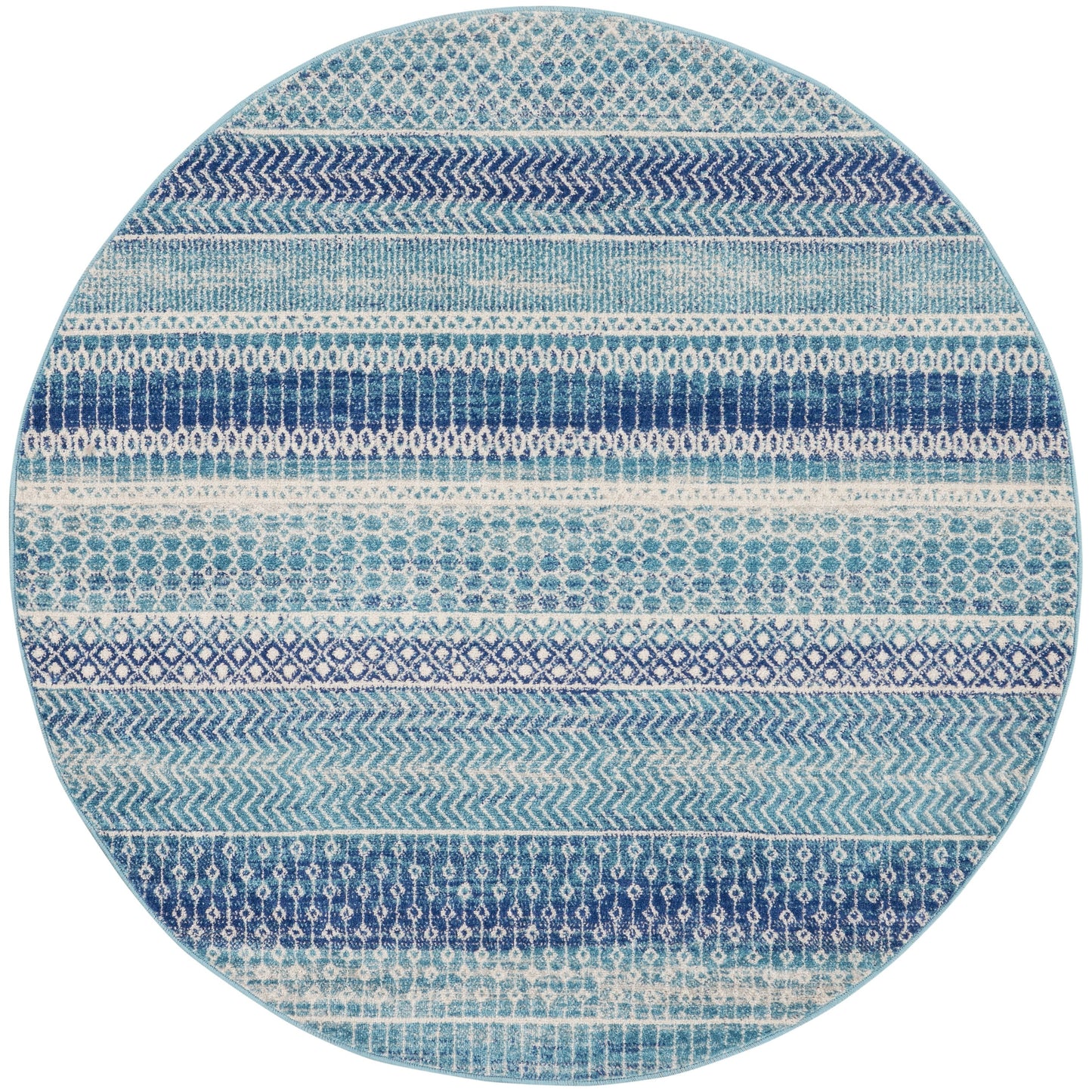 Tapis géométrique côtier bleu indigo Nourison Passion