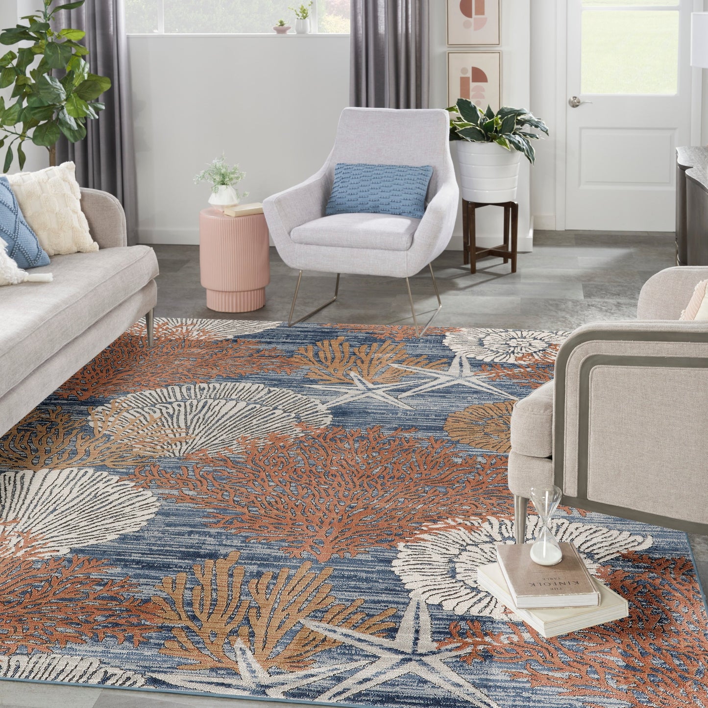 Tapis Nourison Pompéi Coastal Beach Coquillages et corail