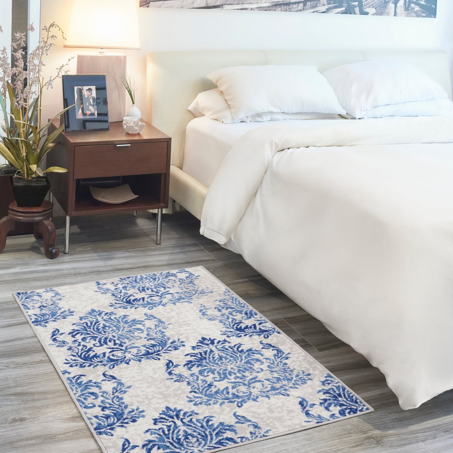 Tapis botanique Nourison Whimsicle French Country Ivoire Bleu marine