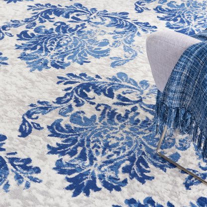 Tapis botanique Nourison Whimsicle French Country Ivoire Bleu marine