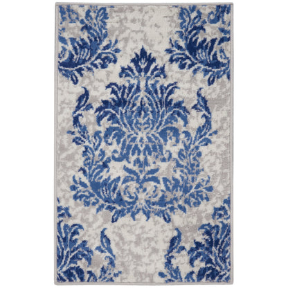Tapis botanique Nourison Whimsicle French Country Ivoire Bleu marine