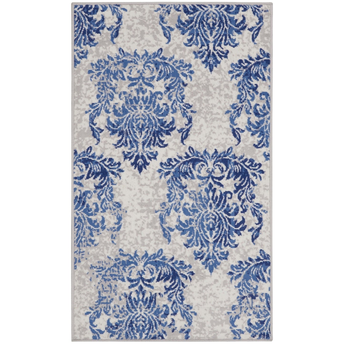 Tapis botanique Nourison Whimsicle French Country Ivoire Bleu marine