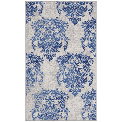 Tapis botanique Nourison Whimsicle French Country Ivoire Bleu marine