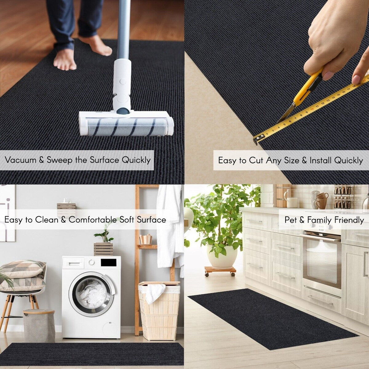 Tapis de couloir extérieur/intérieur sur mesure de 36'' de large x votre choix de longueur avec support en PVC antidérapant