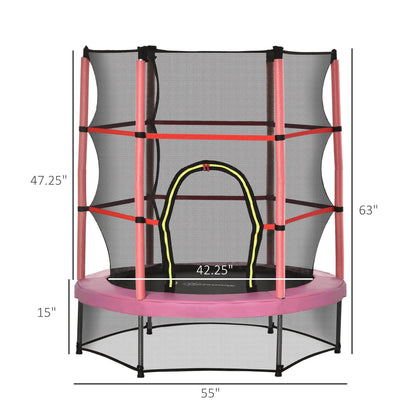 Trampoline Outsunny pour enfants de 1,5 m de diamètre avec filet pour l'intérieur et l'extérieur, de 3 à 6 ans