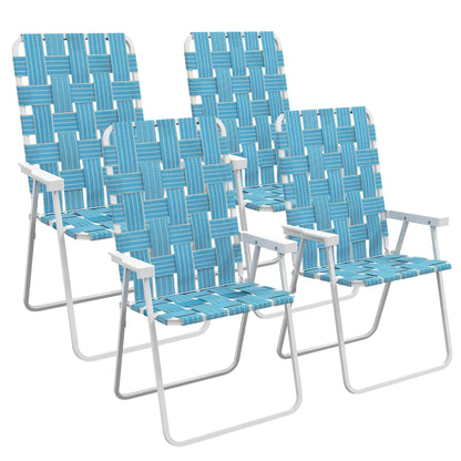 Outsunny Lot de 4 chaises pliantes de jardin, chaises de camping classiques, chaises de jardin portables pour le camping