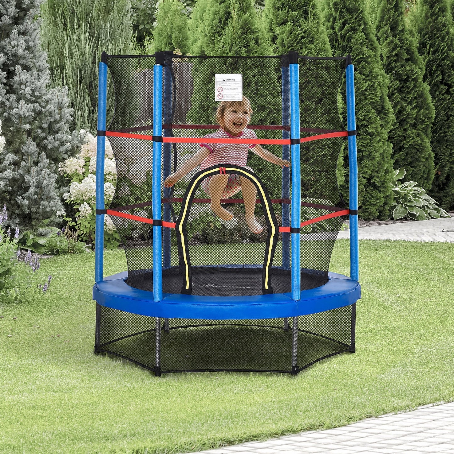 Trampoline Outsunny pour enfants de 1,5 m de diamètre avec filet pour l'intérieur et l'extérieur, de 3 à 6 ans