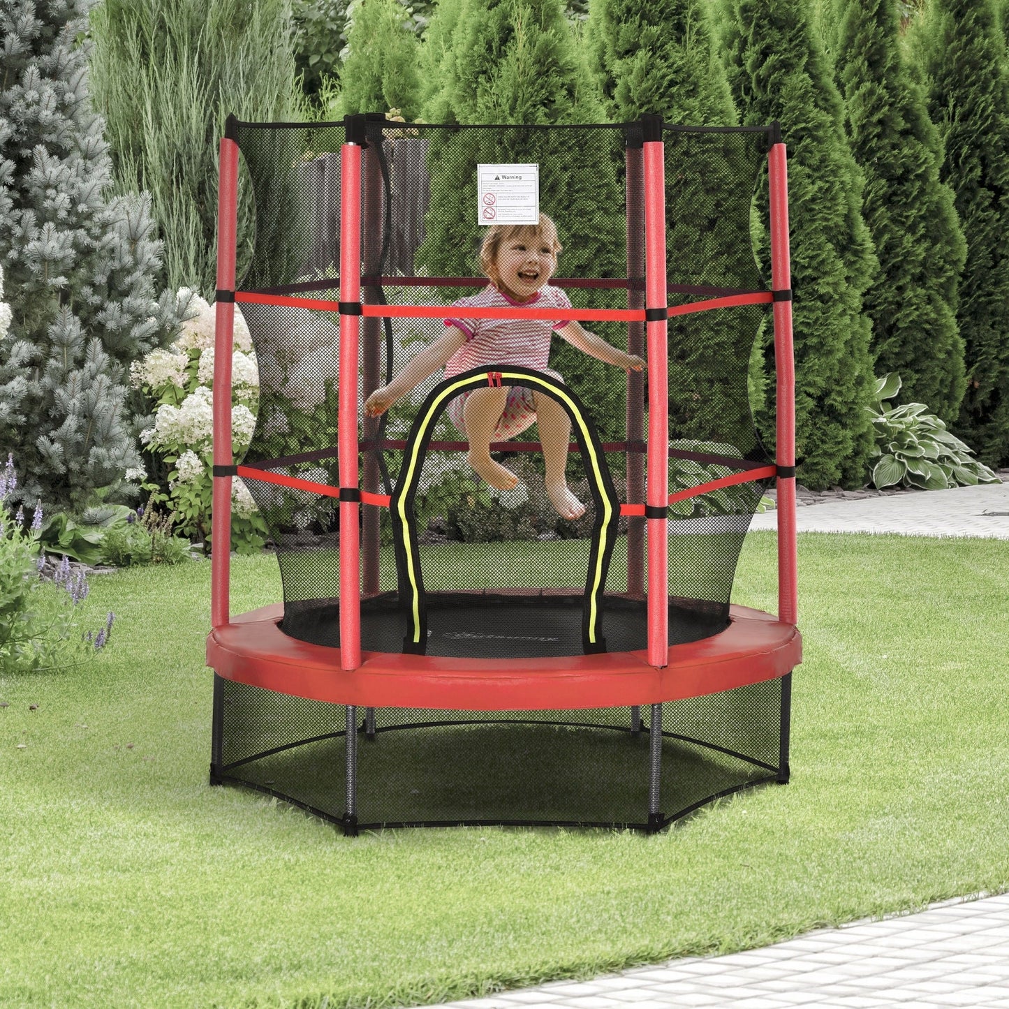 Trampoline Outsunny pour enfants de 1,5 m de diamètre avec filet pour l'intérieur et l'extérieur, de 3 à 6 ans