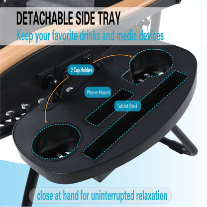 Fauteuil de salon surdimensionné XL rembourré à gravité zéro, accoudoirs larges, inclinable et réglable avec porte-gobelet - N/A