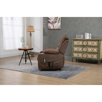 Oversized PU Leather Power Lift Recliner with Massage, Lumbar Heating, Cup Holder, 180° Flat Lay