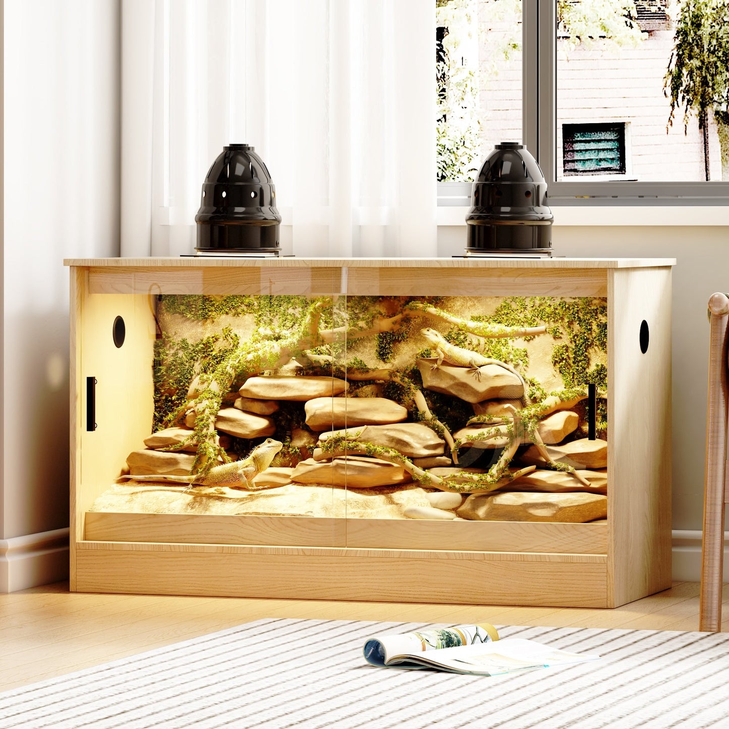 Habitat pour reptiles - Terrarium spacieux pour lézards, serpents et plus - 47,2