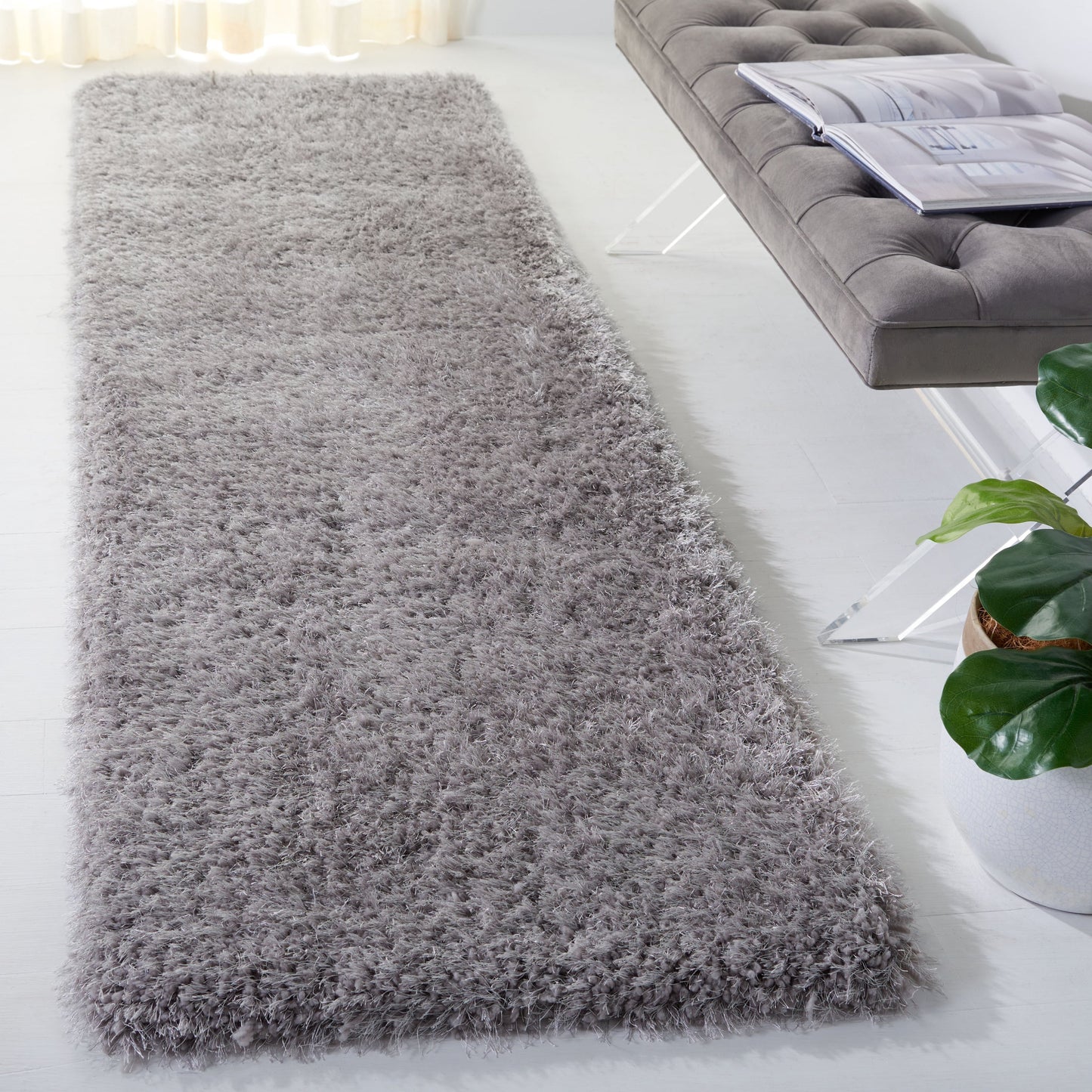 Tapis Shaggy de luxe SAFAVIEH Bahija Rudina de 7,6 cm d'épaisseur