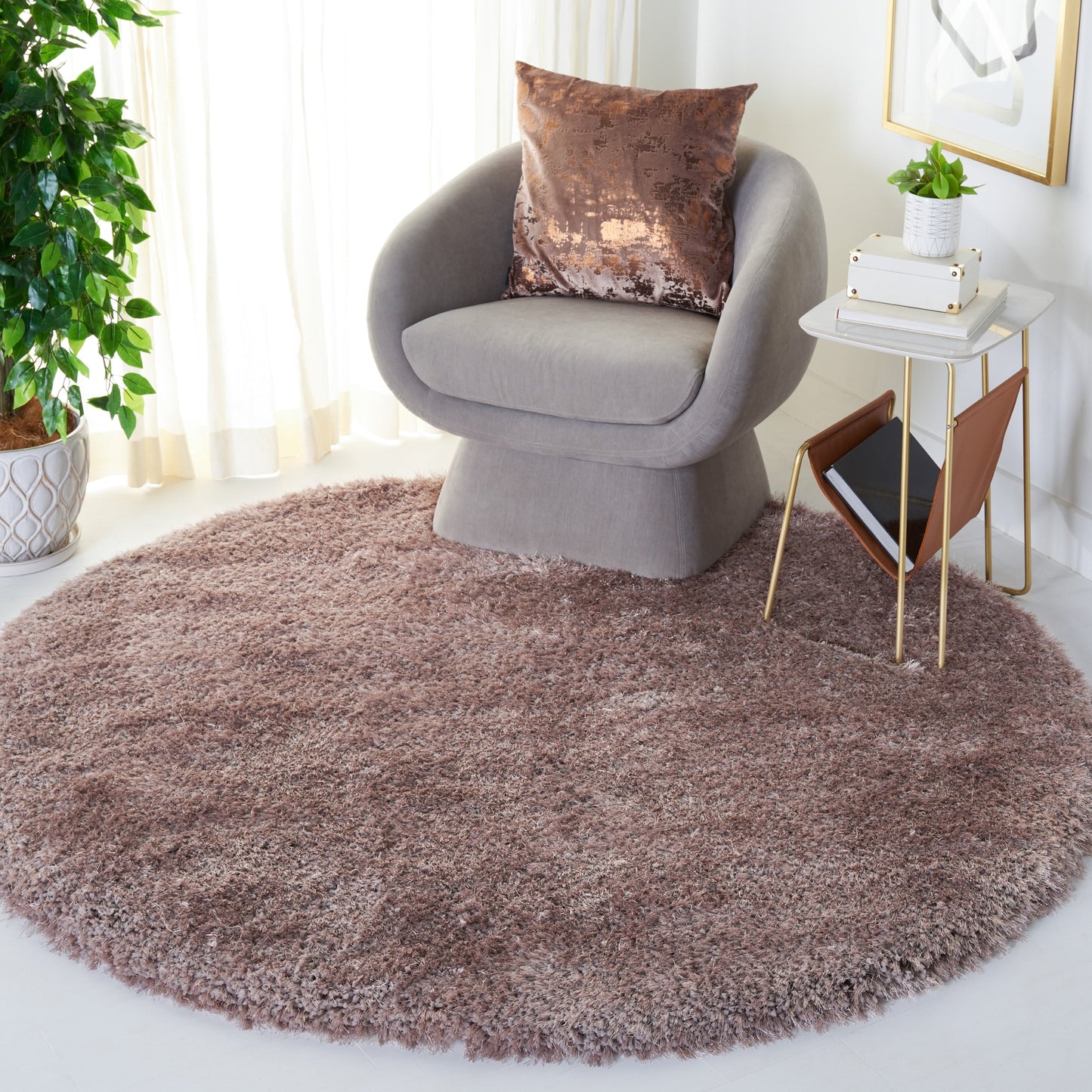Tapis Shaggy de luxe SAFAVIEH Bahija Rudina de 7,6 cm d'épaisseur