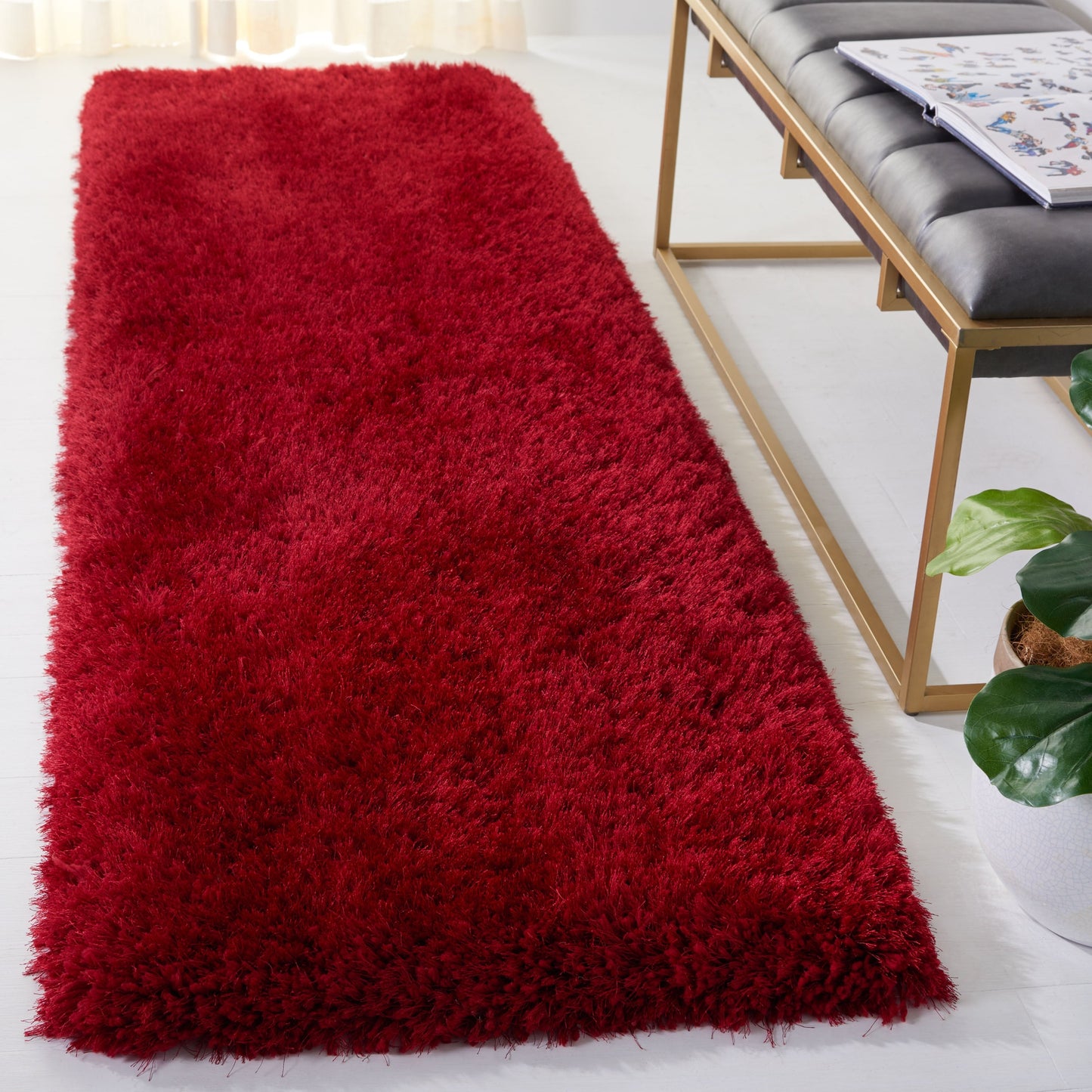 Tapis Shaggy de luxe SAFAVIEH Bahija Rudina de 7,6 cm d'épaisseur