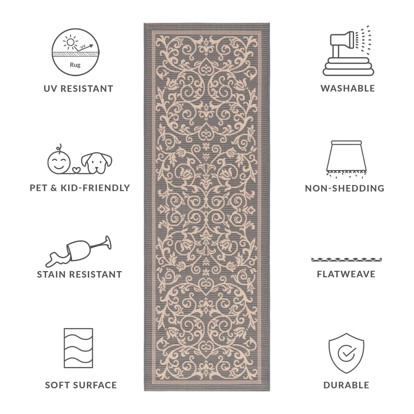 SAFAVIEH Courtyard Miljeta Indoor/ Outdoor Waterproof Patio Backyard Rug