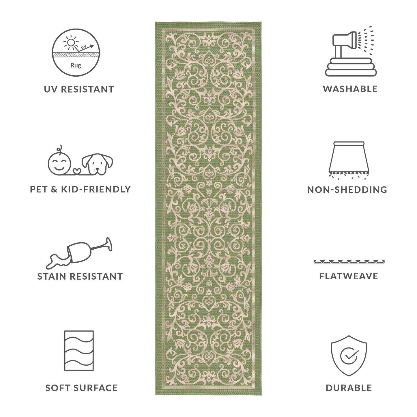 SAFAVIEH Courtyard Miljeta Indoor/ Outdoor Waterproof Patio Backyard Rug