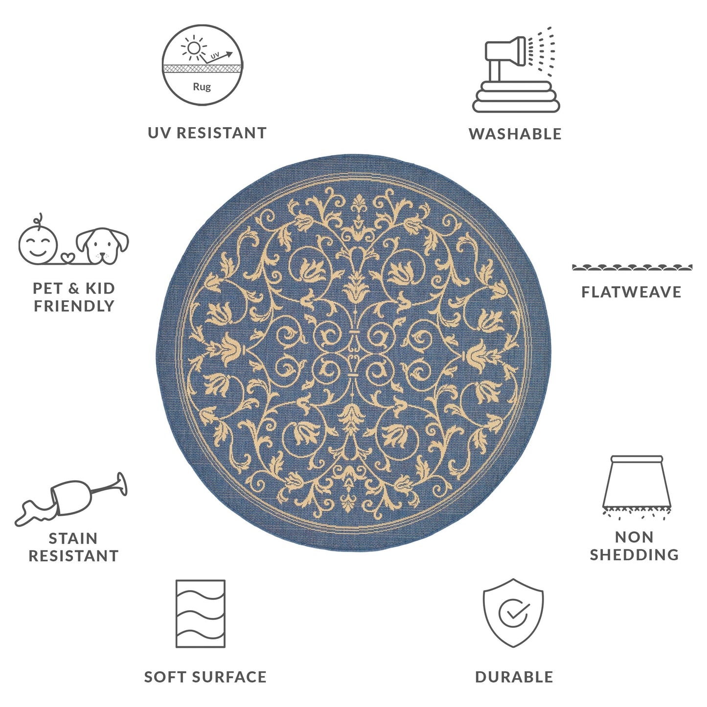 SAFAVIEH Courtyard Miljeta Indoor/ Outdoor Waterproof Patio Backyard Rug