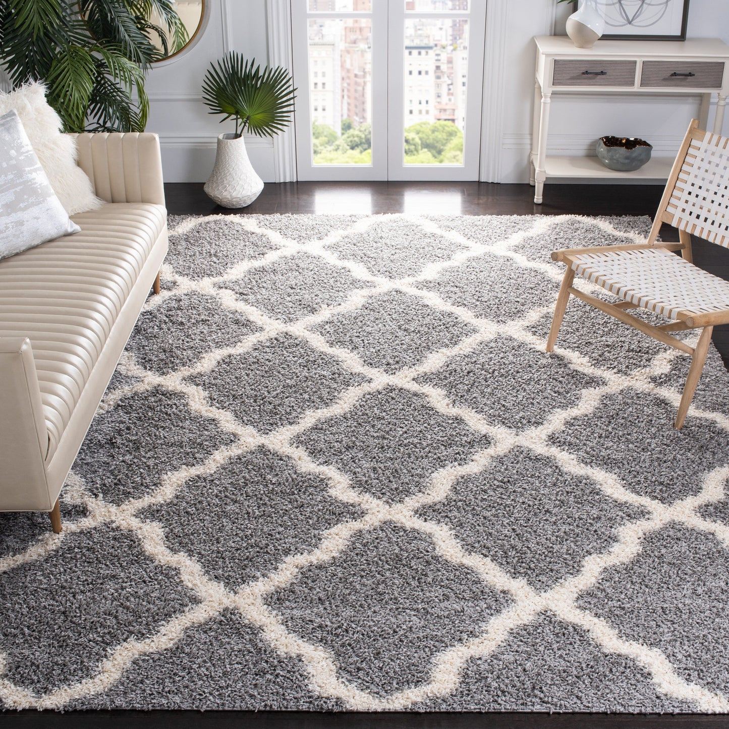Tapis SAFAVIEH Dallas Shag Darina Trellis 1,5 pouce d'épaisseur