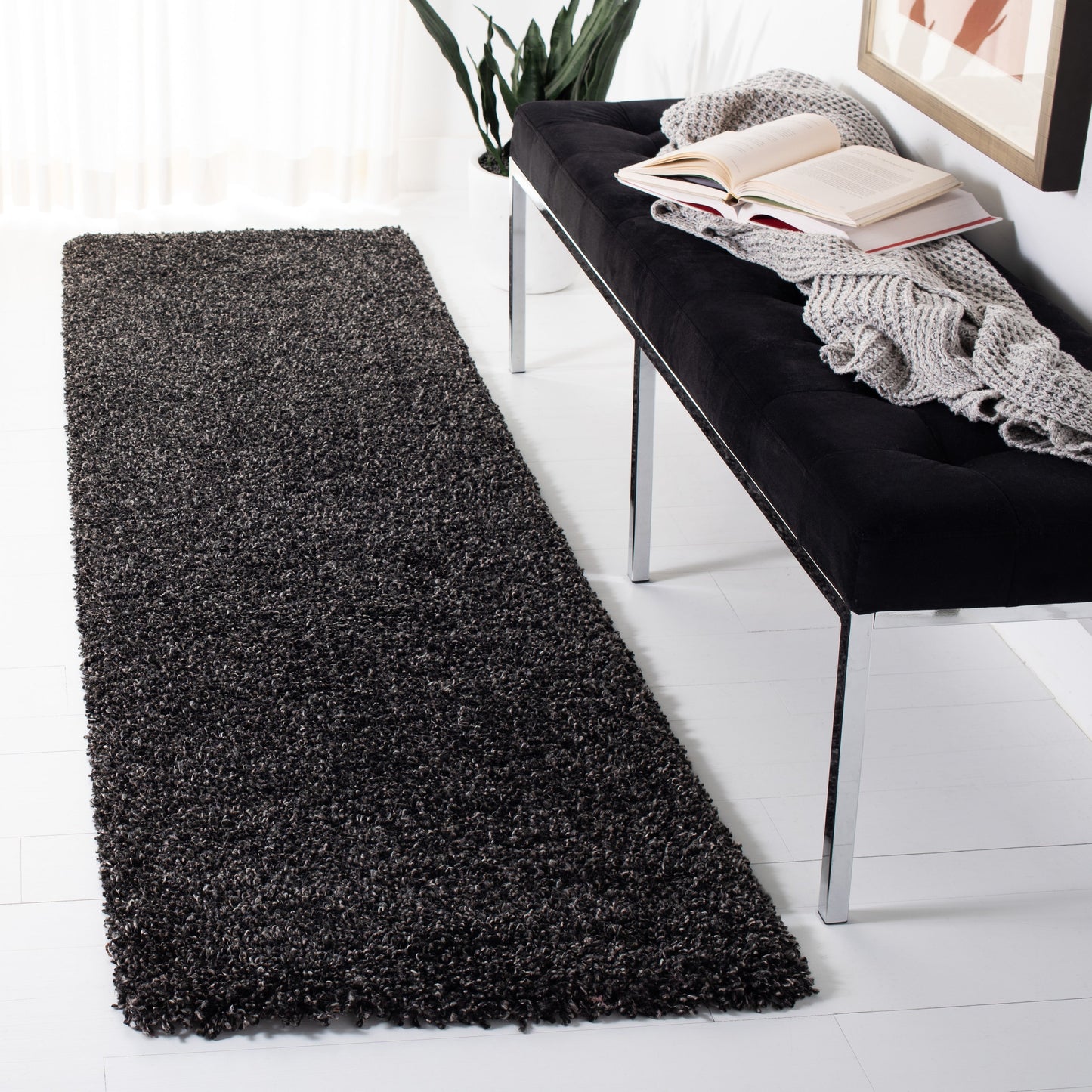 Tapis SAFAVIEH Evolution Shag Fransien Solid 1,8 pouce d'épaisseur
