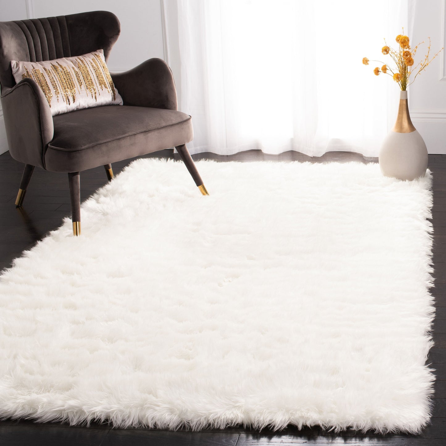 Tapis SAFAVIEH en fausse peau de mouton et soie, épaisseur 2,4 pouces