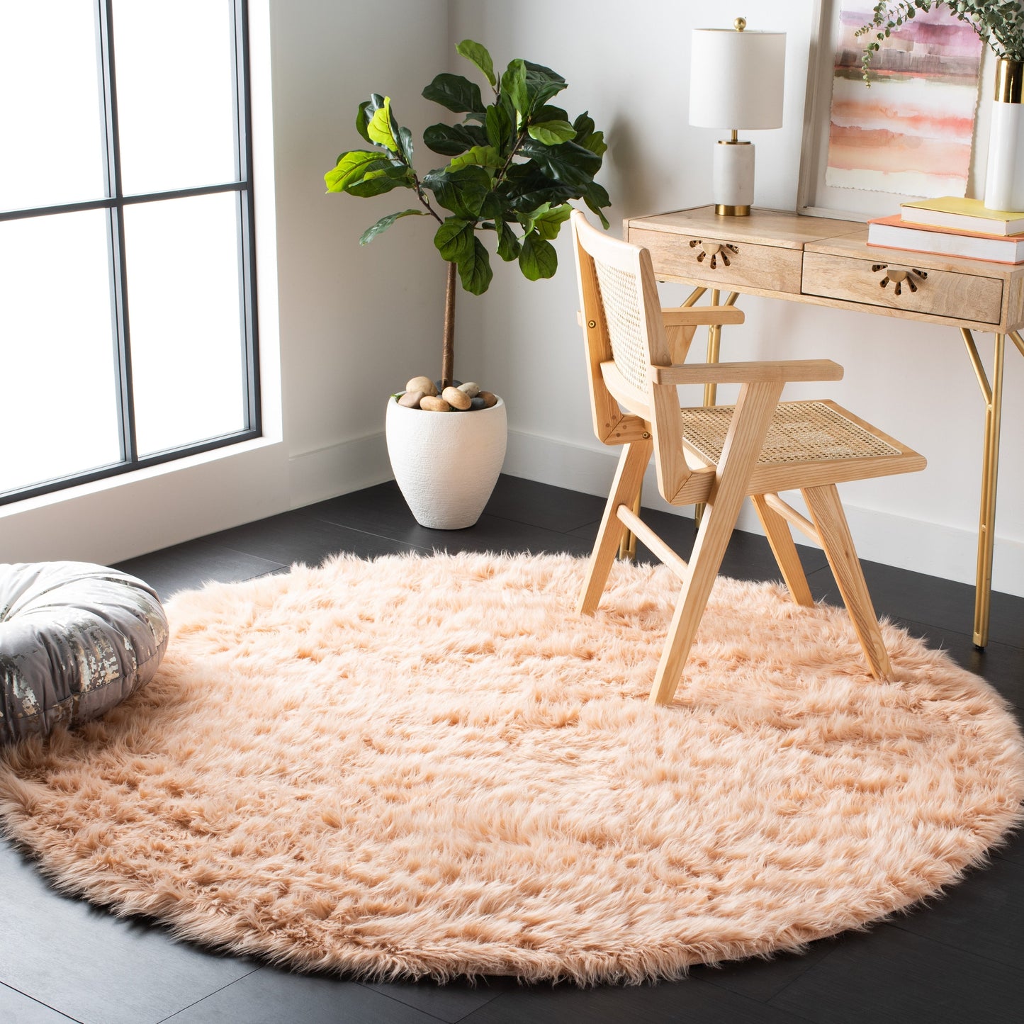 Tapis SAFAVIEH en fausse peau de mouton et soie, épaisseur 2,4 pouces