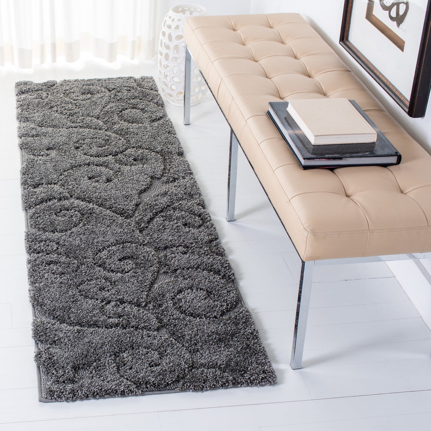 Tapis texturé épais SAFAVIEH Florida Ryung Shag Scroll de 1,2 pouce