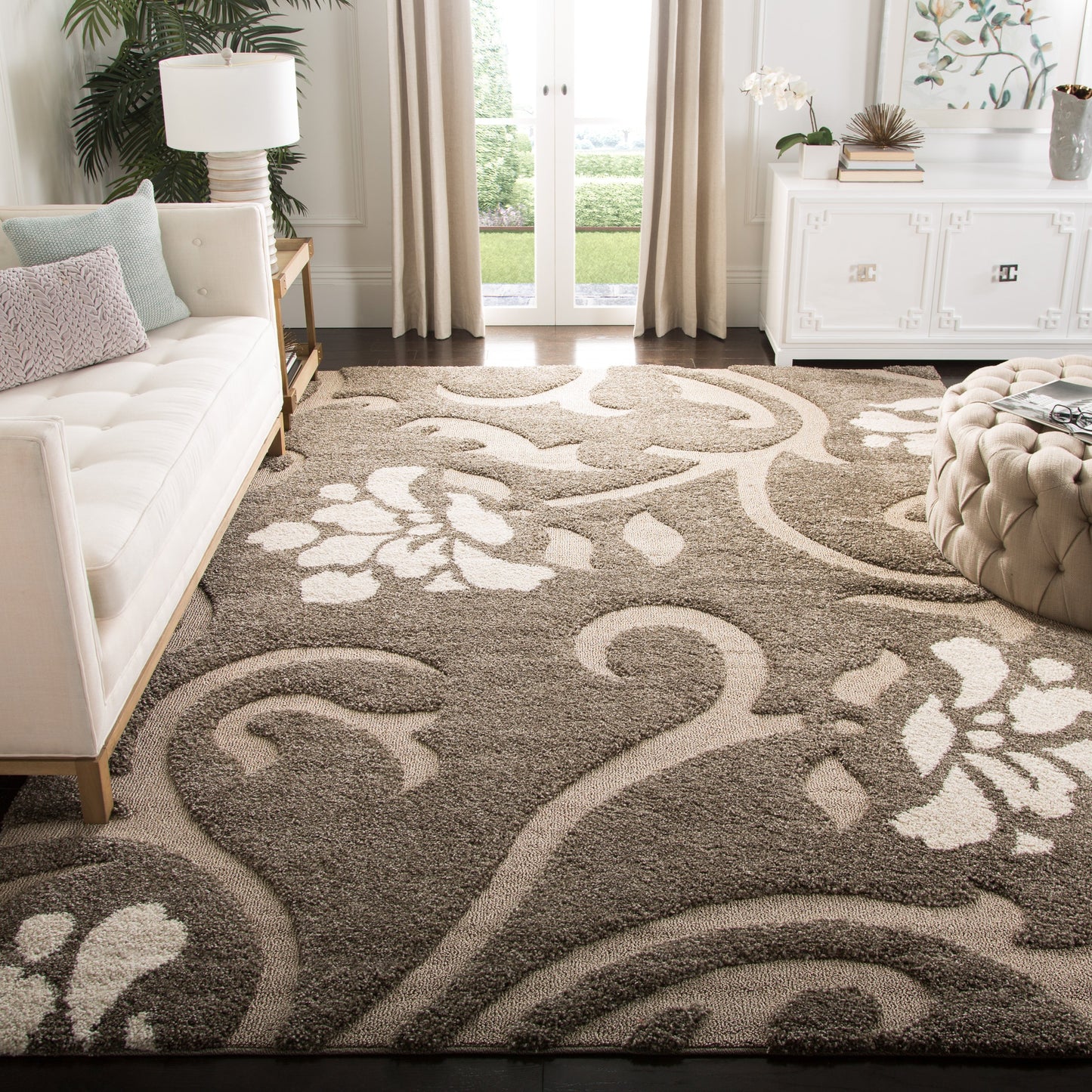 Tapis SAFAVIEH Florida Shag Ariette à volutes florales de 1,2 pouce d'épaisseur