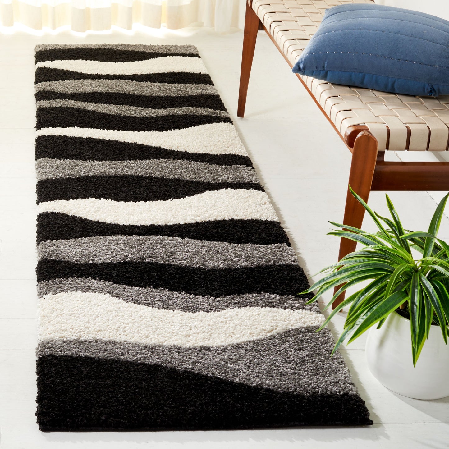 Tapis SAFAVIEH Florida Shag Melahat Abstract Wave de 1,2 pouce d'épaisseur