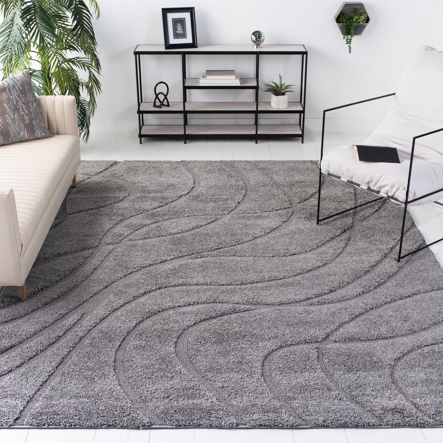 Tapis SAFAVIEH Florida Shag Staka à motifs de vagues abstraites de 3 cm