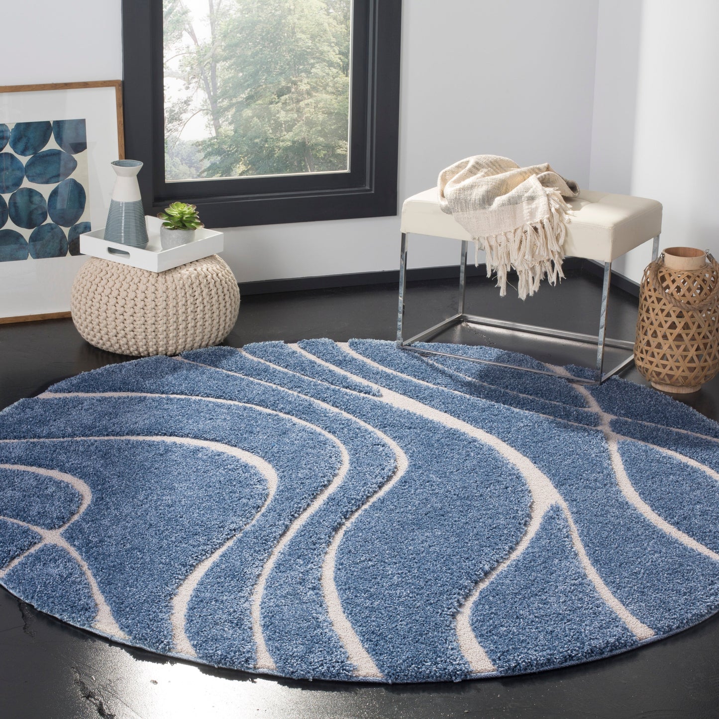 Tapis SAFAVIEH Florida Shag Staka à motifs de vagues abstraites de 3 cm