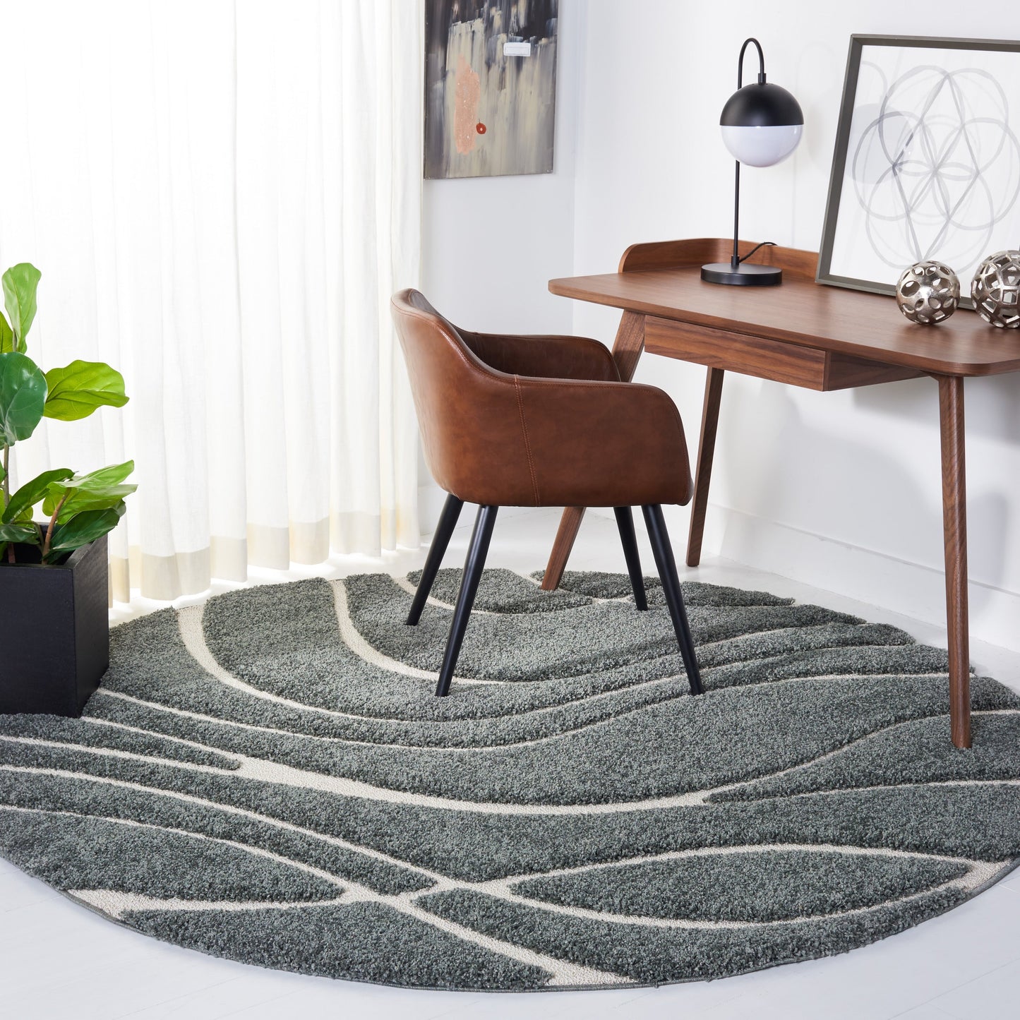 Tapis SAFAVIEH Florida Shag Staka à motifs de vagues abstraites de 3 cm