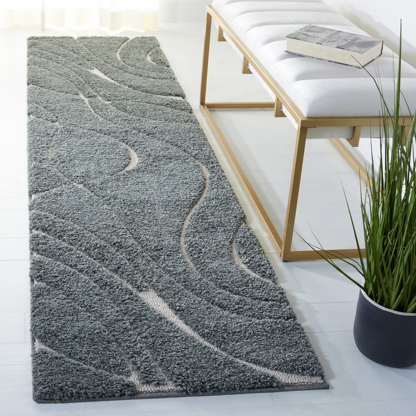 Tapis SAFAVIEH Florida Shag Staka à motifs de vagues abstraites de 3 cm