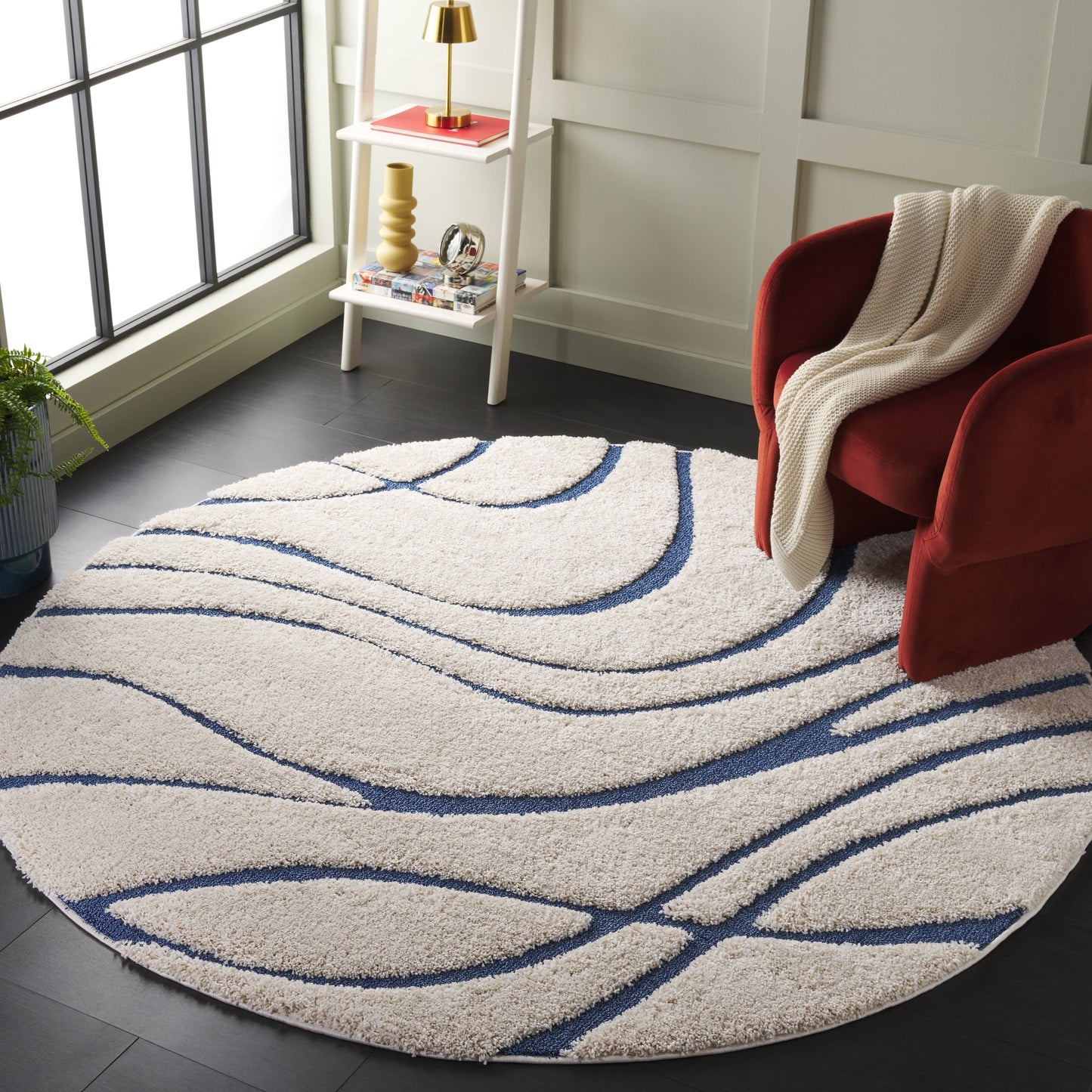 Tapis SAFAVIEH Florida Shag Staka à motifs de vagues abstraites de 3 cm