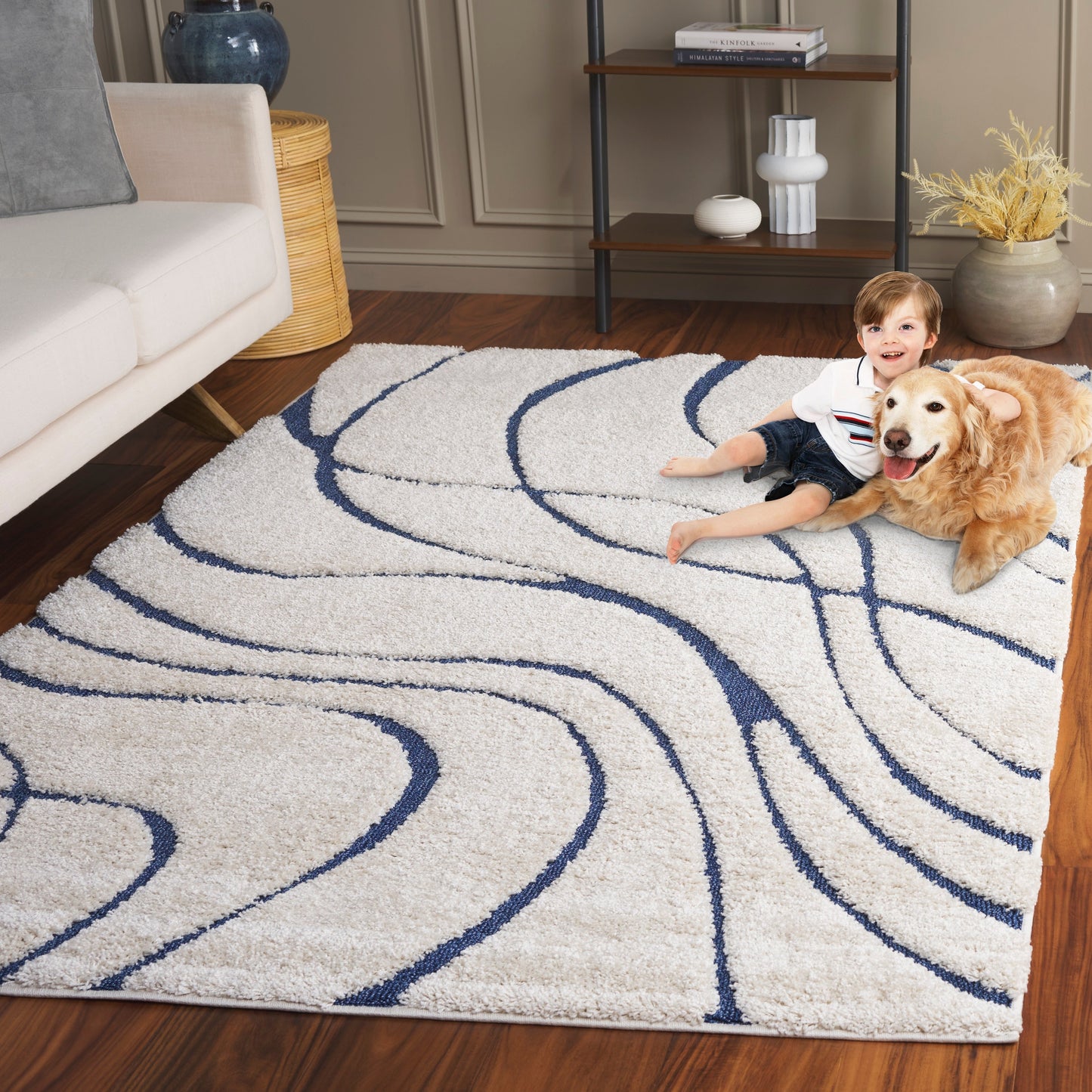 Tapis SAFAVIEH Florida Shag Staka à motifs de vagues abstraites de 3 cm