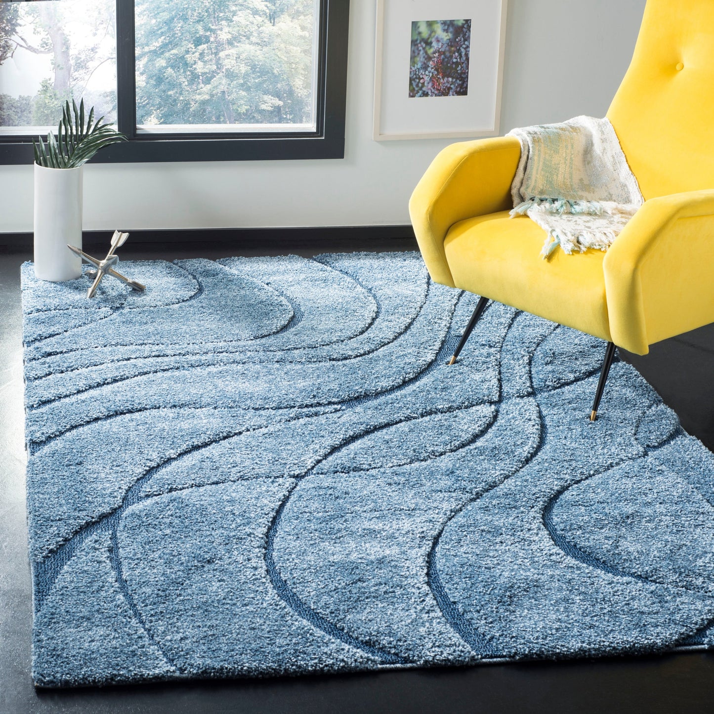 Tapis SAFAVIEH Florida Shag Staka à motifs de vagues abstraites de 3 cm