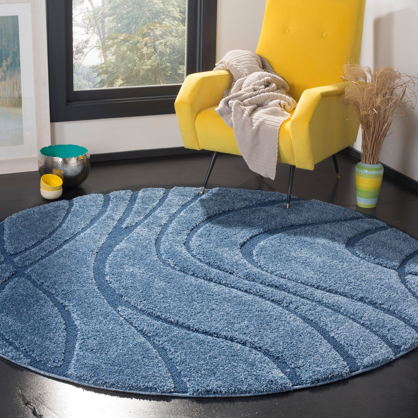 Tapis SAFAVIEH Florida Shag Staka à motifs de vagues abstraites de 3 cm
