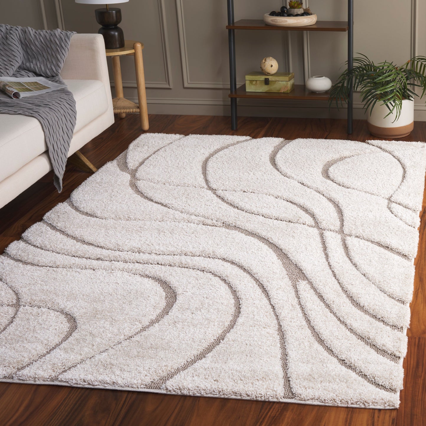 Tapis SAFAVIEH Florida Shag Staka à motifs de vagues abstraites de 3 cm