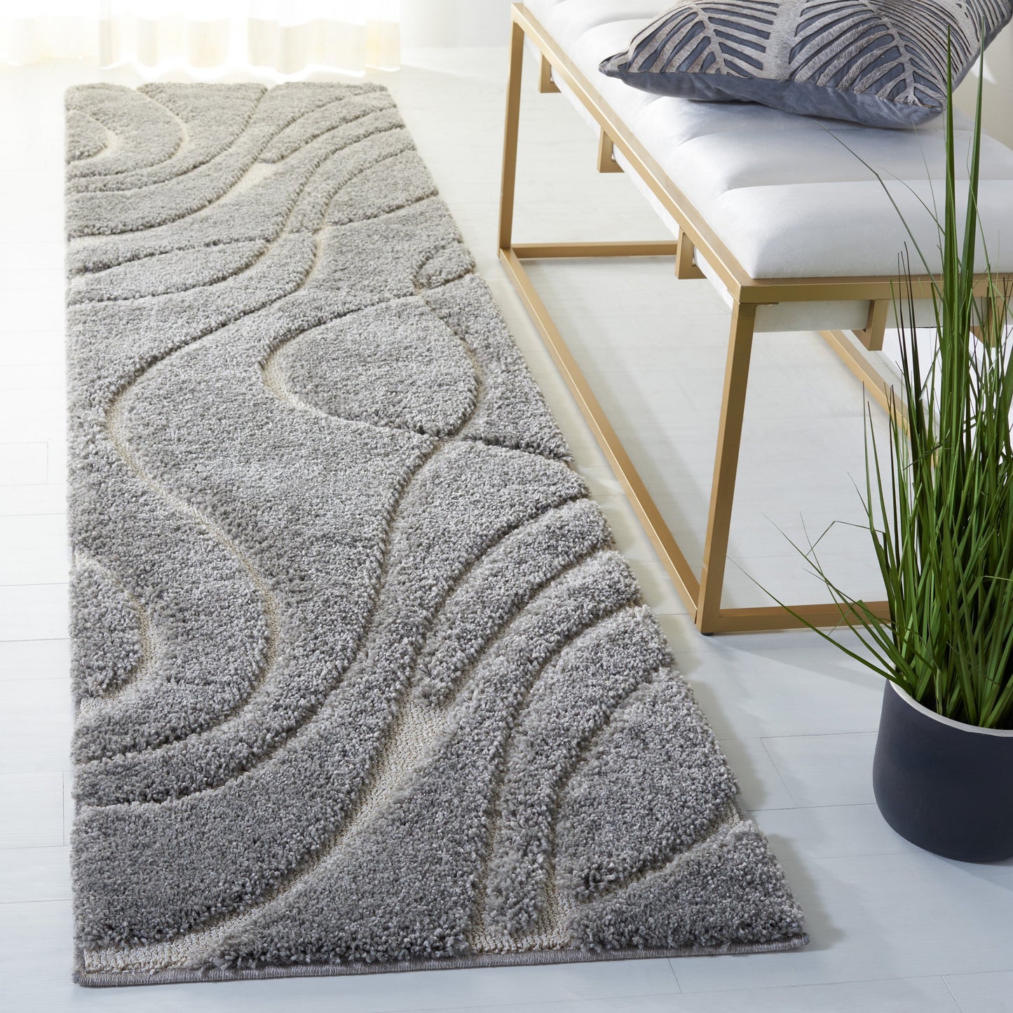 Tapis SAFAVIEH Florida Shag Staka à motifs de vagues abstraites de 3 cm