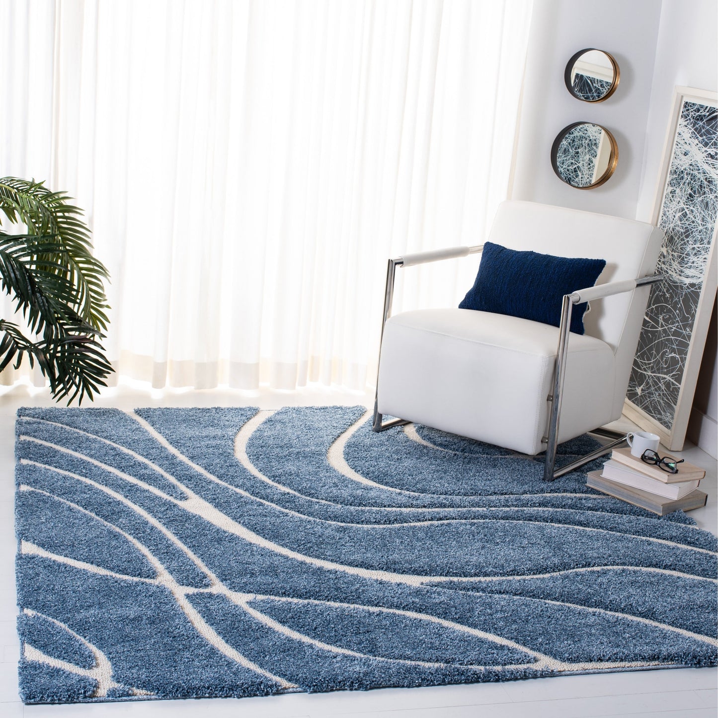Tapis SAFAVIEH Florida Shag Staka à motifs de vagues abstraites de 3 cm