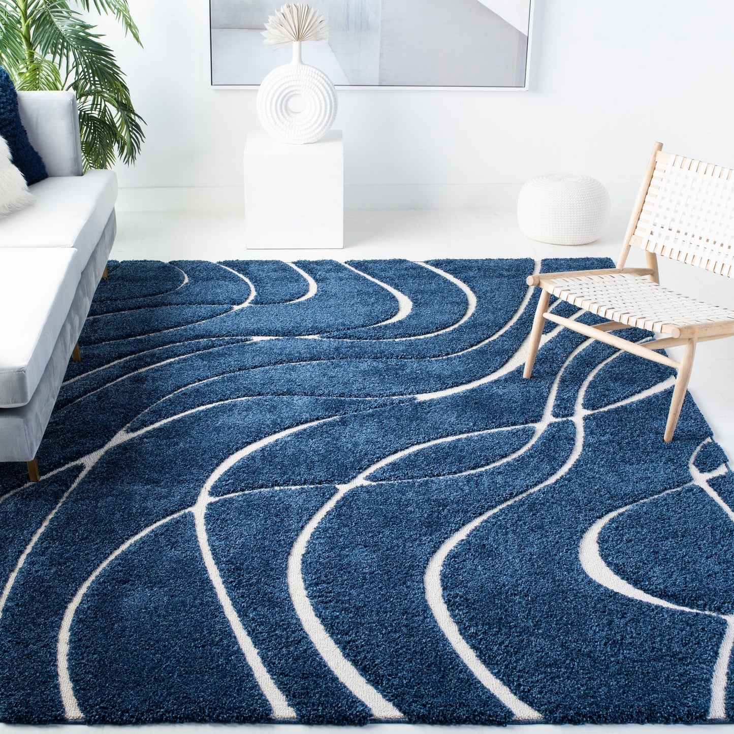 Tapis SAFAVIEH Florida Shag Staka à motifs de vagues abstraites de 3 cm