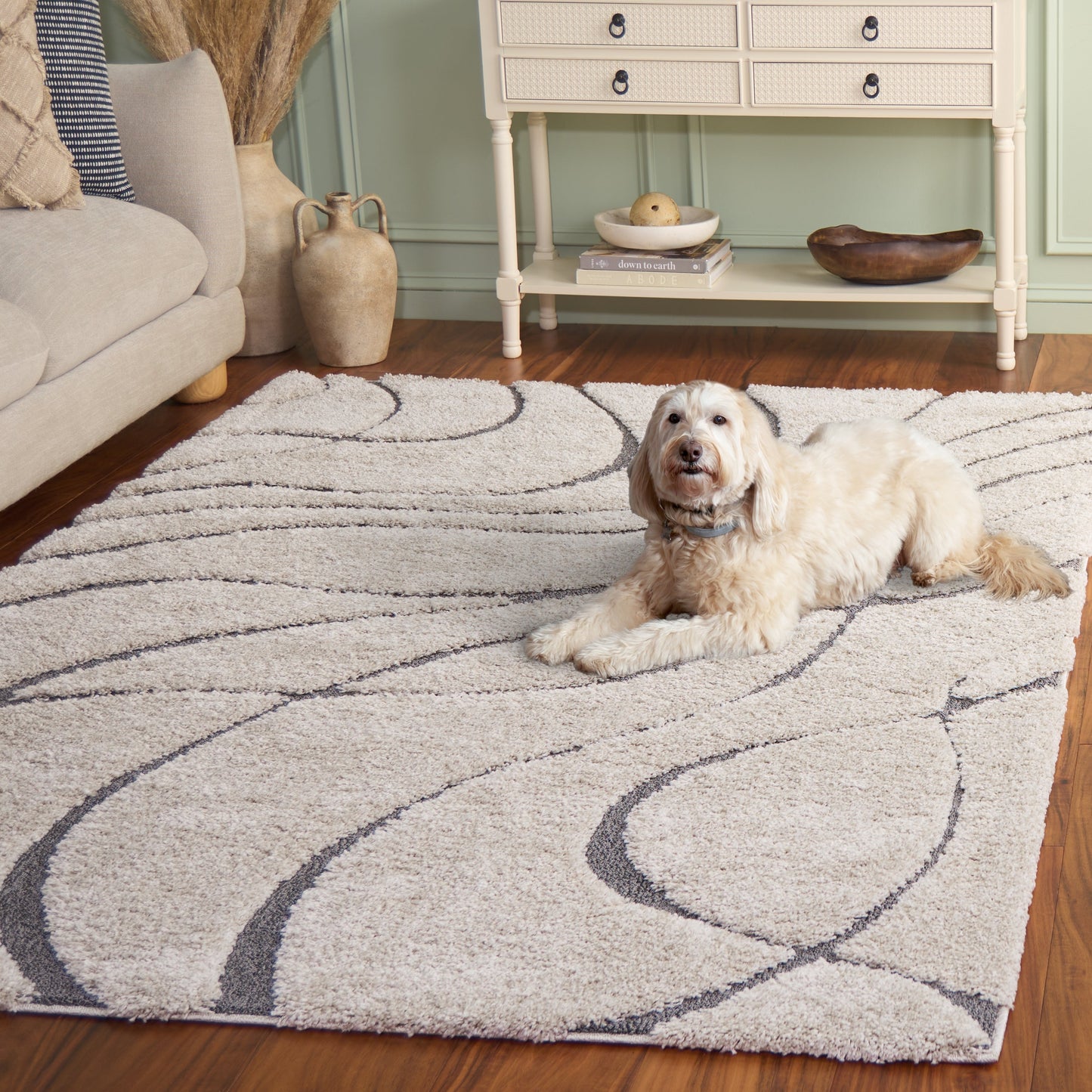 Tapis SAFAVIEH Florida Shag Staka à motifs de vagues abstraites de 3 cm