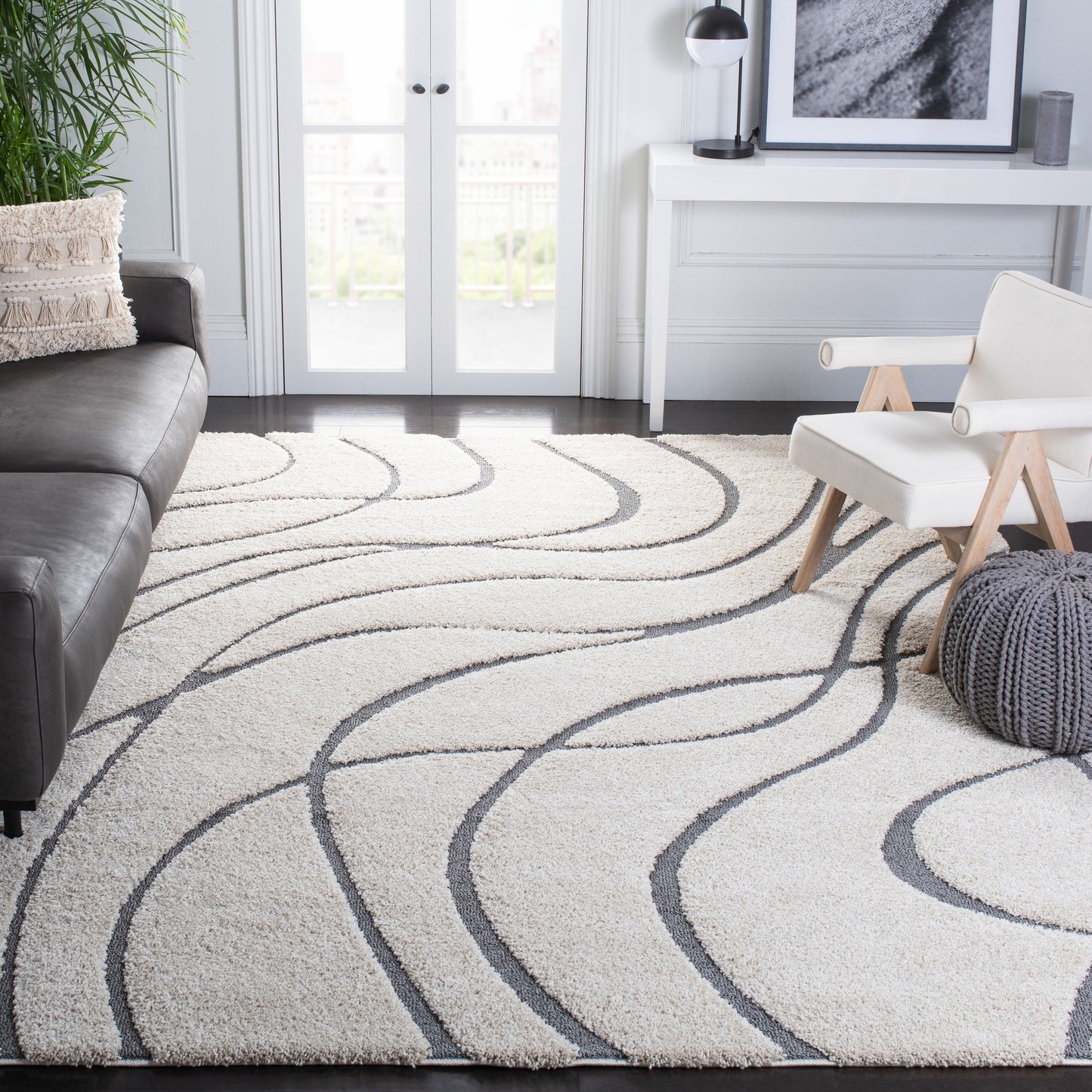 Tapis SAFAVIEH Florida Shag Staka à motifs de vagues abstraites de 3 cm