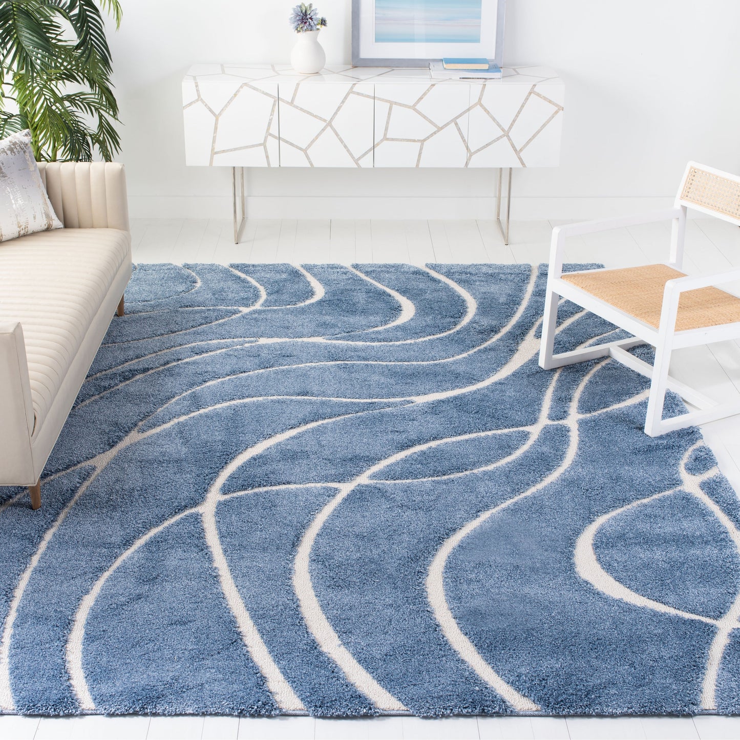Tapis SAFAVIEH Florida Shag Staka à motifs de vagues abstraites de 3 cm