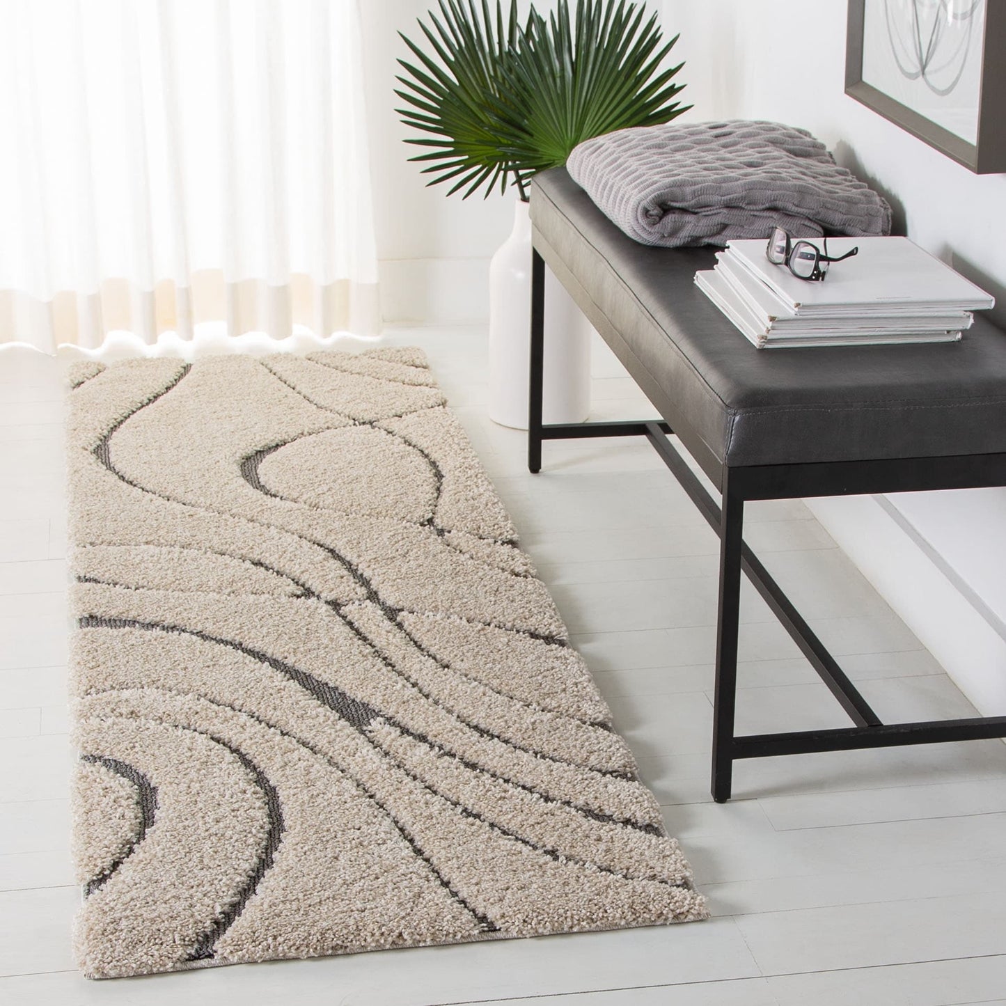 Tapis SAFAVIEH Florida Shag Staka à motifs de vagues abstraites de 3 cm