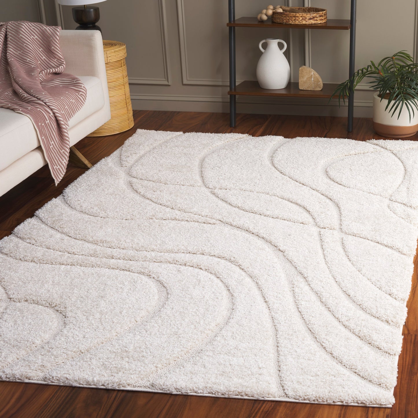 Tapis SAFAVIEH Florida Shag Staka à motifs de vagues abstraites de 3 cm