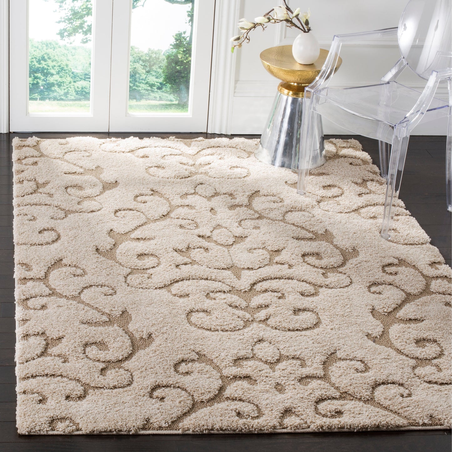 Tapis SAFAVIEH Florida Shag Tjabbe Scroll Area de 1,2 pouce d'épaisseur
