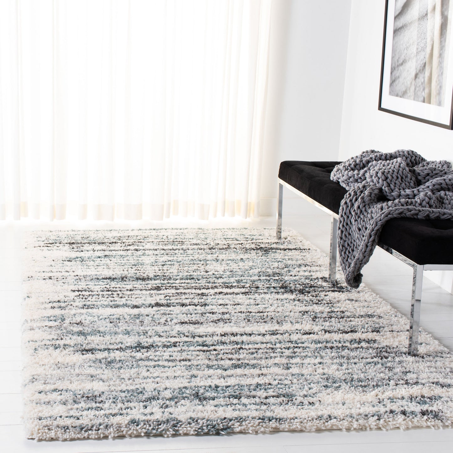 Tapis SAFAVIEH Fontana Shag Fatema moderne abstrait de 2 pouces d'épaisseur