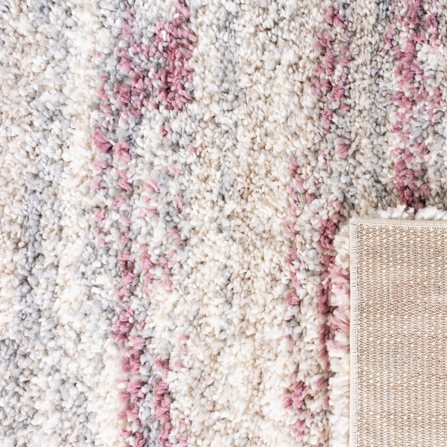 Tapis moderne à rayures SAFAVIEH Fontana Shag Mevlide de 2 pouces d'épaisseur