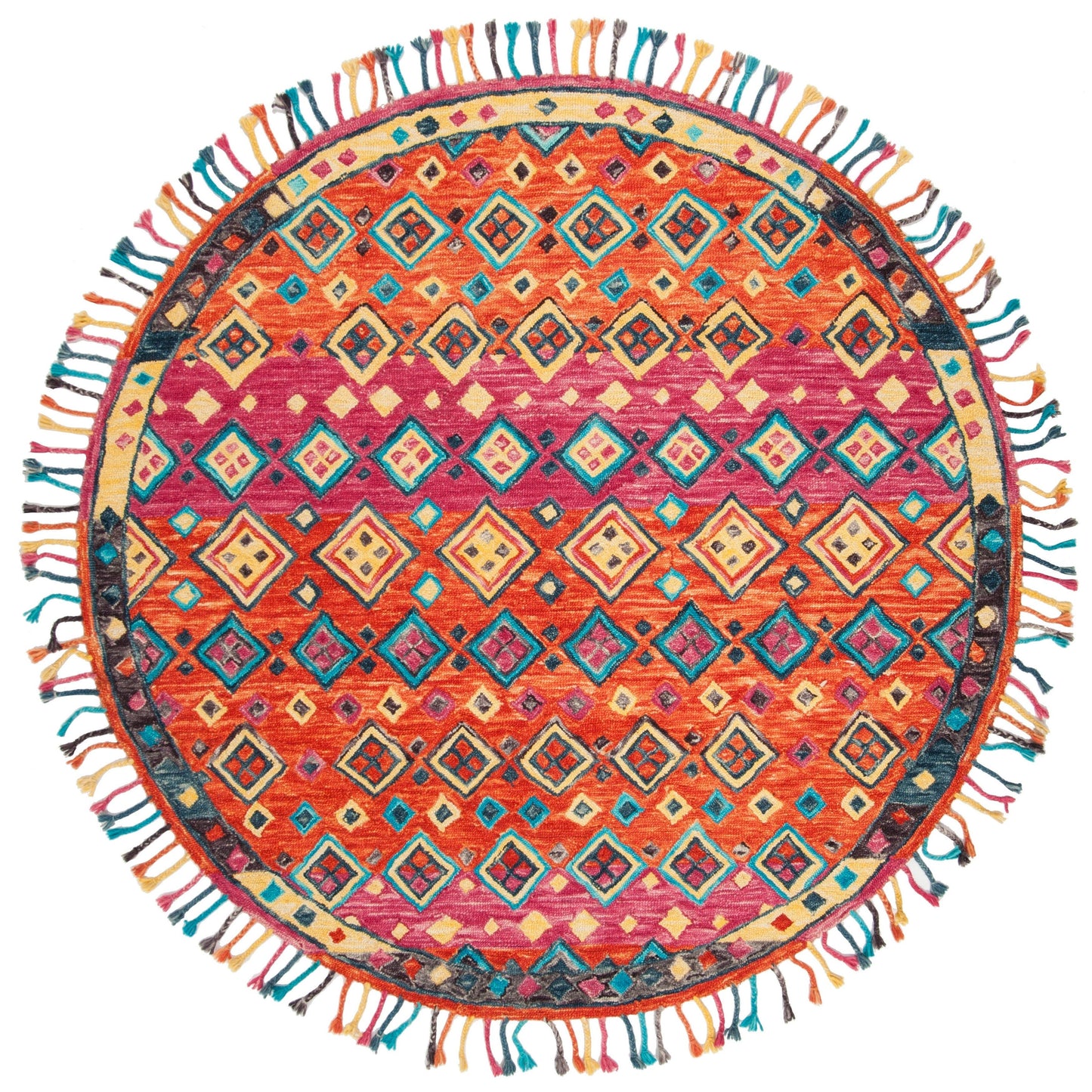 Tapis en laine éclectique orange/fuchsia Aspen Hysnie fait main SAFAVIEH